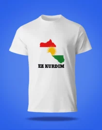 Ez Kurdim T-shirt - Kurdistan kaart Wit