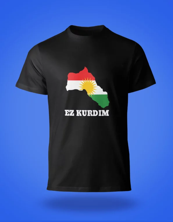 Ez Kurdim T-shirt - Kurdistan kaart Zwart