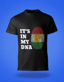 Kurdistan Flag Fingerprint T-Shirt 'DNA' Trots Zwart