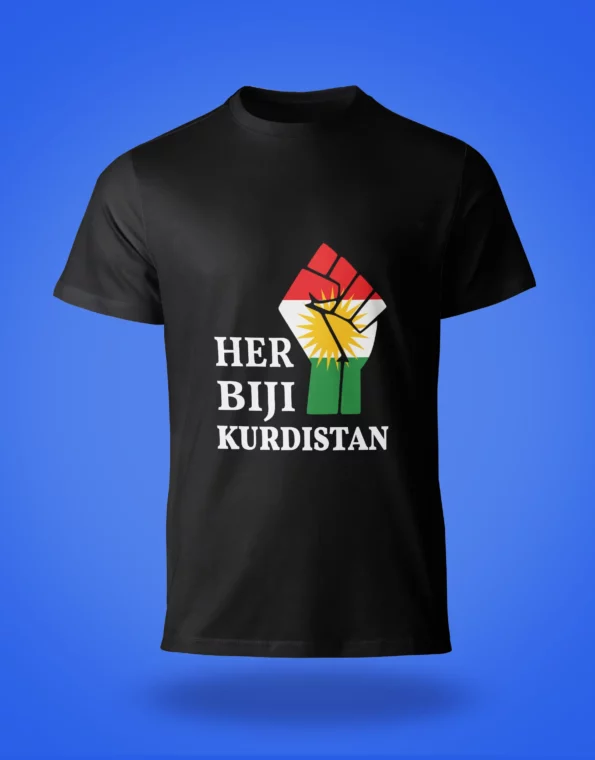 Her Biji Kurdistan T-Shirt Met Vlag Zwart